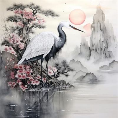 Spirit Bird: A Monumental Ink Wash Painting and Ethereal Depiction of Spiritual Ascent